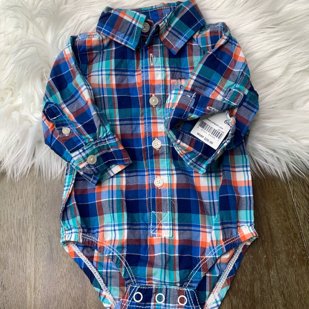 OshKosh Plaid Button-up Onesie